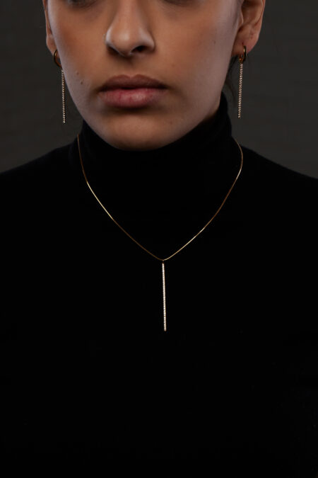 Cross Single Earring/Pendant  Diamond Line