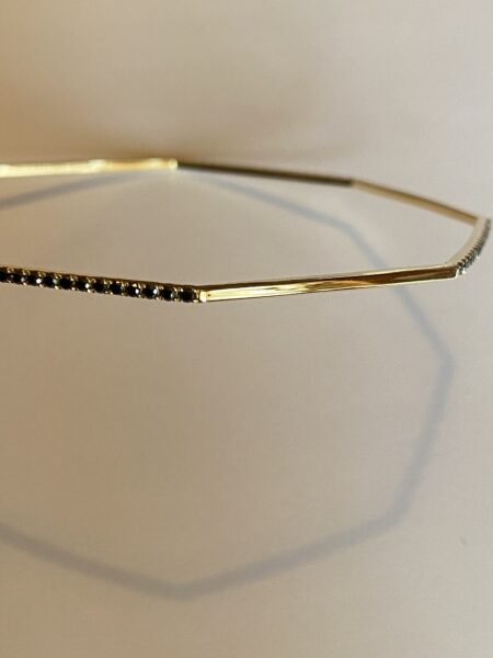 1 Mm Octagonal Bangle W/Black Diamonds