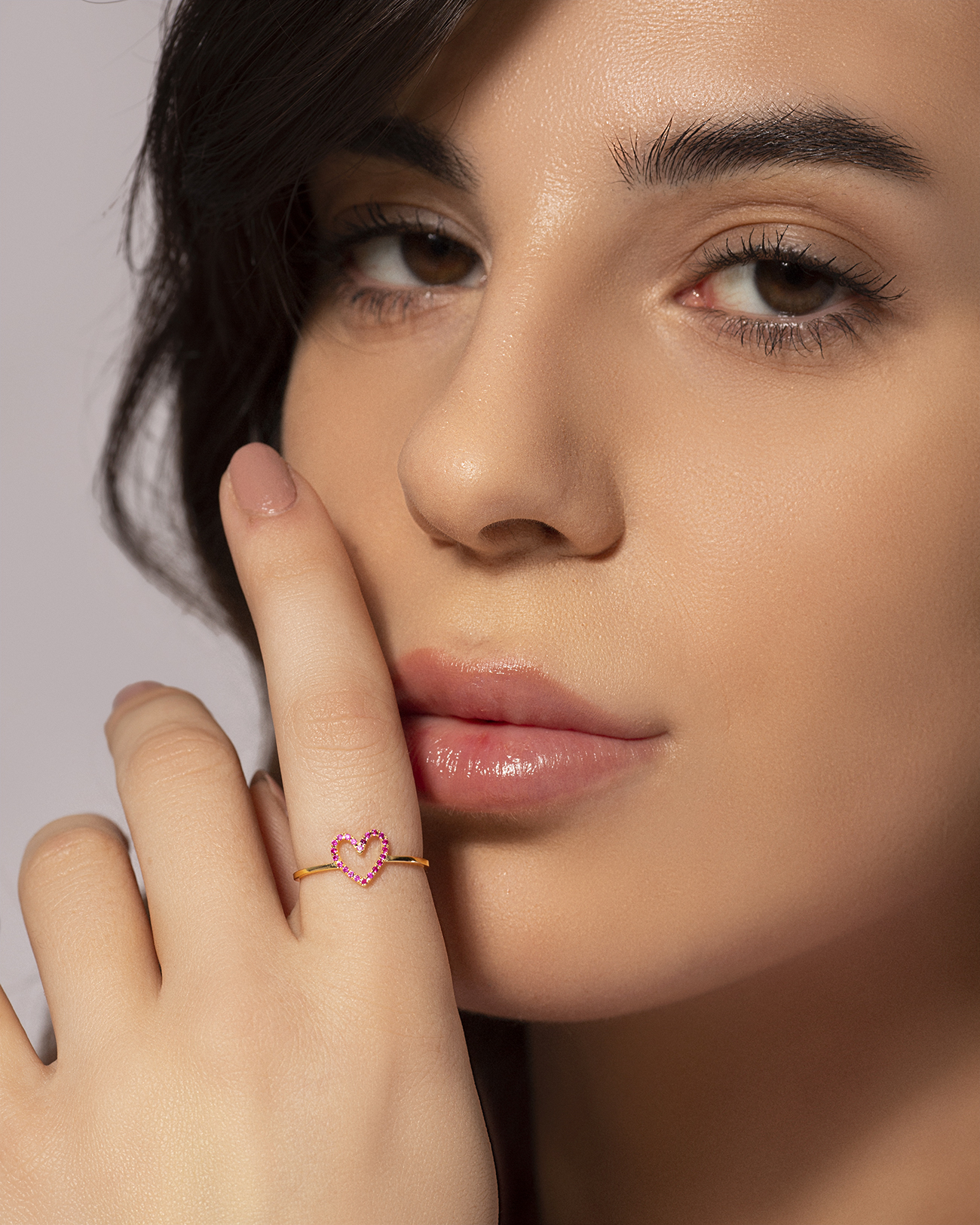 Model - Heart charm ruby ring