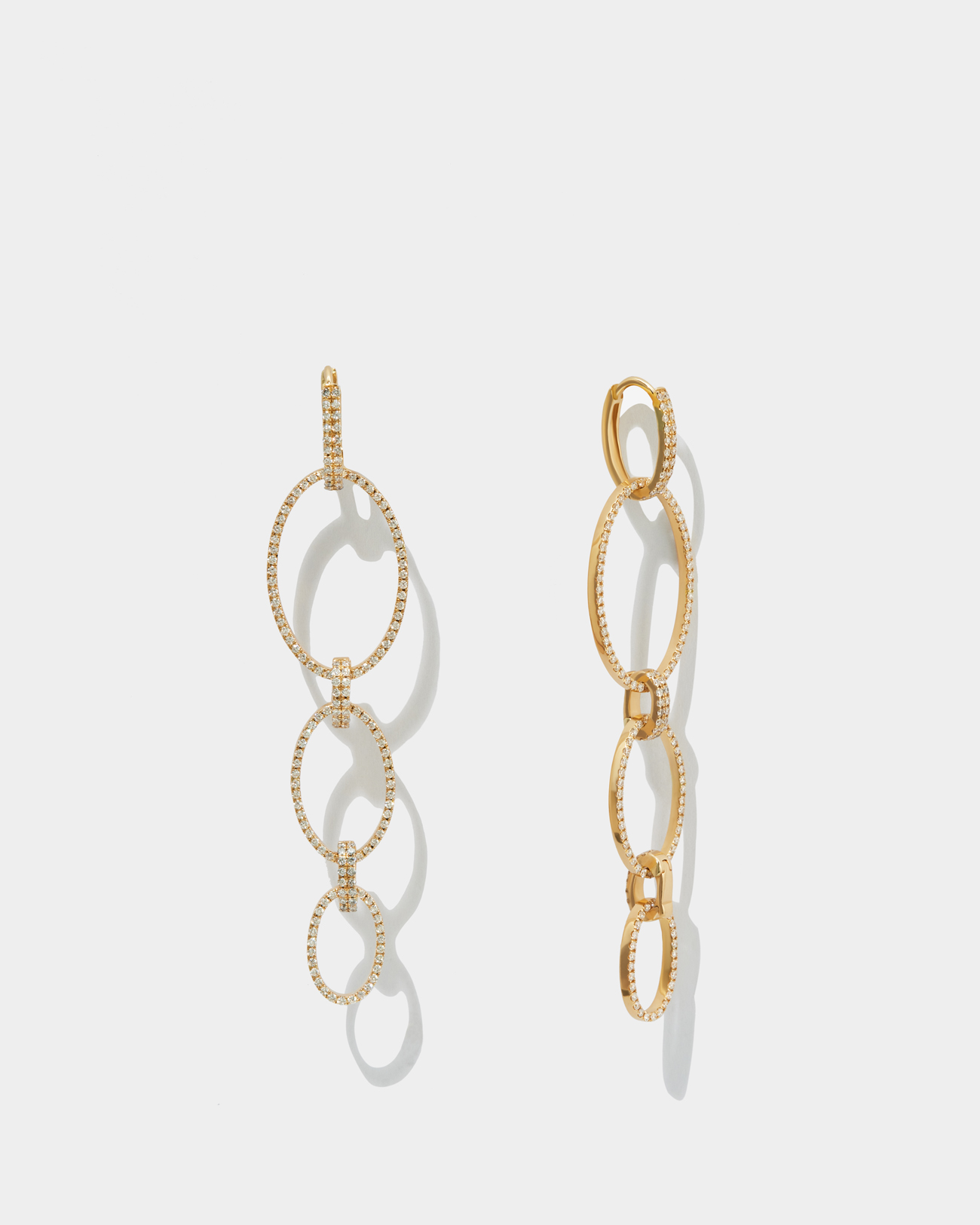 Pr – 3 diamond ovals with 2 diamond connectors earrings 2xx