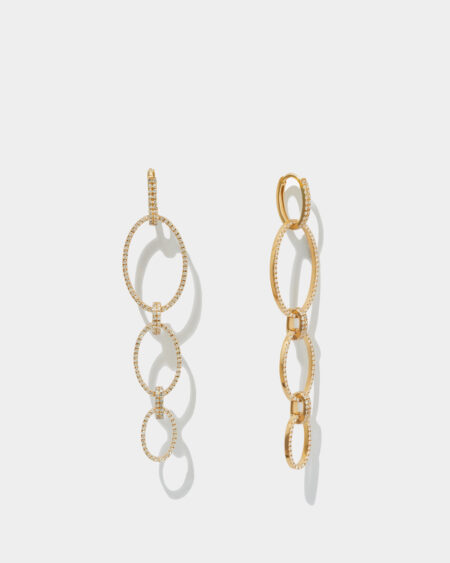 Cross Single Earring/Pendant  3 Diamond Oval Layers With 2 Diamond Links