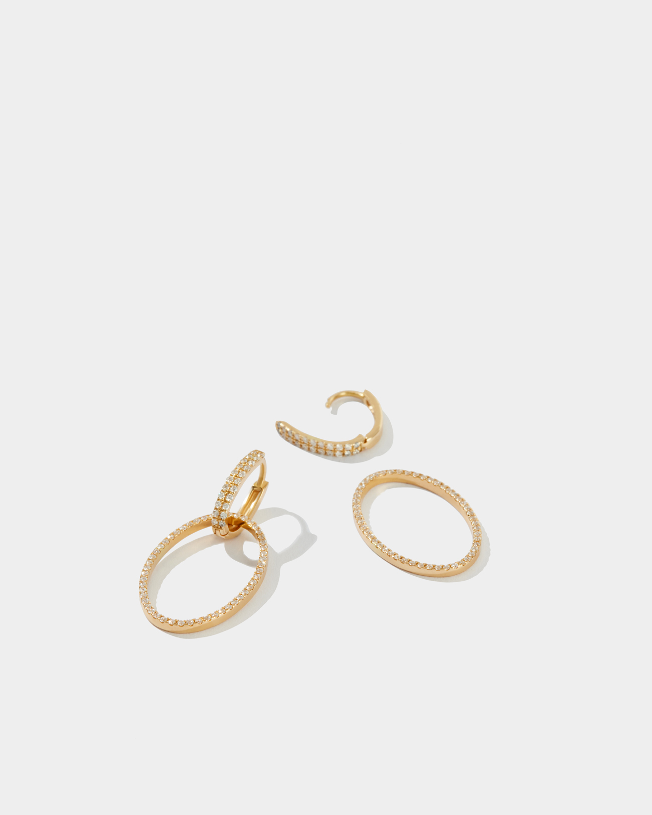 Pr – 3 diamond ovals with 2 diamond connectors earrings 6