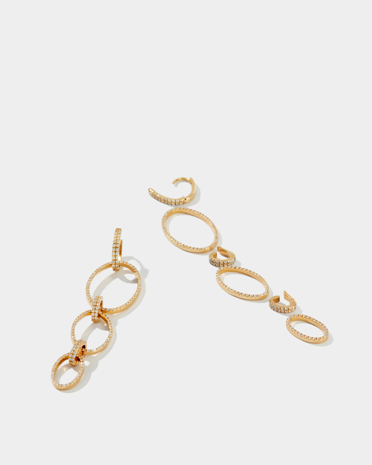 Pr – 3 diamond ovals with 2 diamond connectors earrings 7