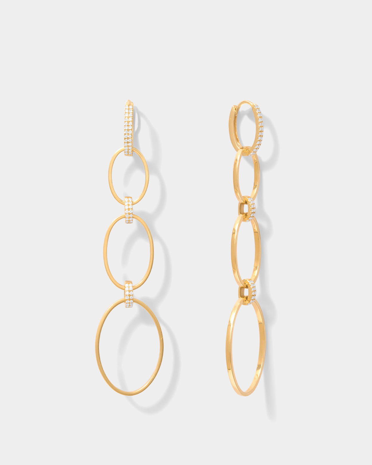 Pr - 3 ovals with 2 diamond connectors earrings 2