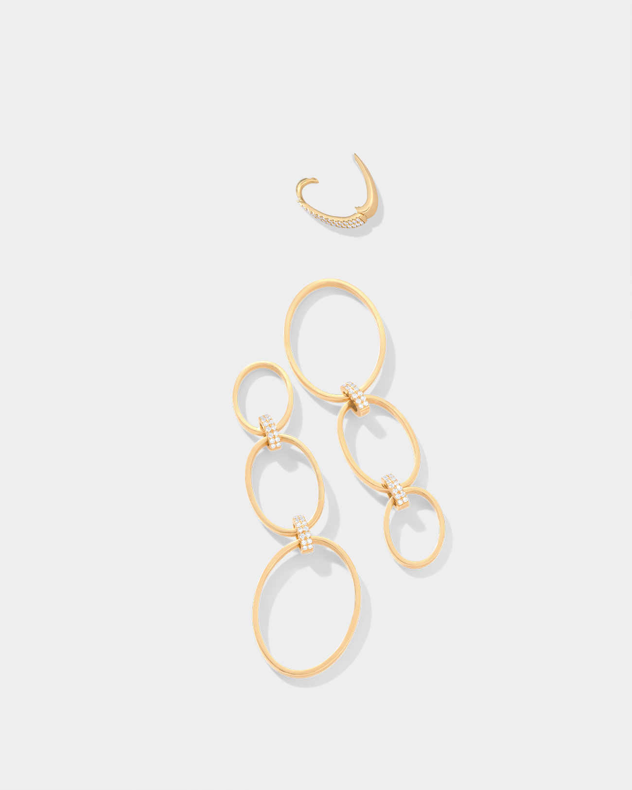 Pr - 3 ovals with 2 diamond connectors earrings 6