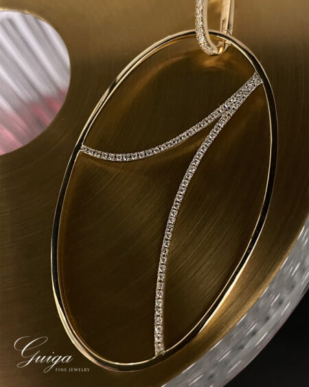 Cross Single Earring/Pendant  Oval With Diamond Branches