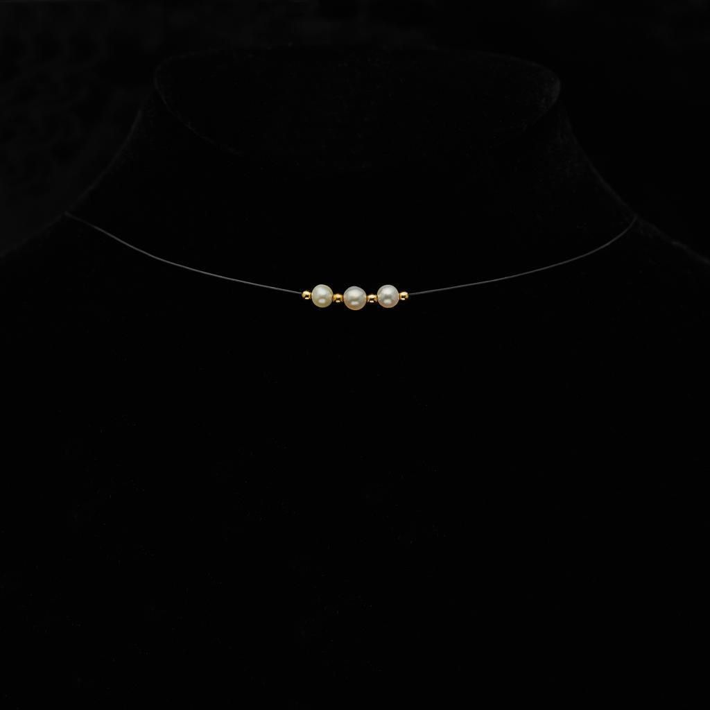 Pr - Transparent pearls and gold necklace 2